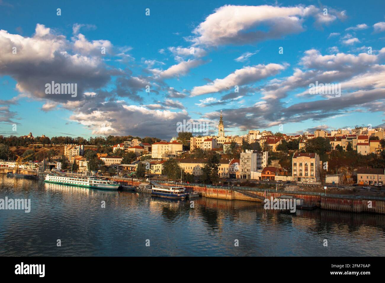 Panorama of the city of Belgrade. A popular tourist destination - the port of Belgrade. Stock Photo