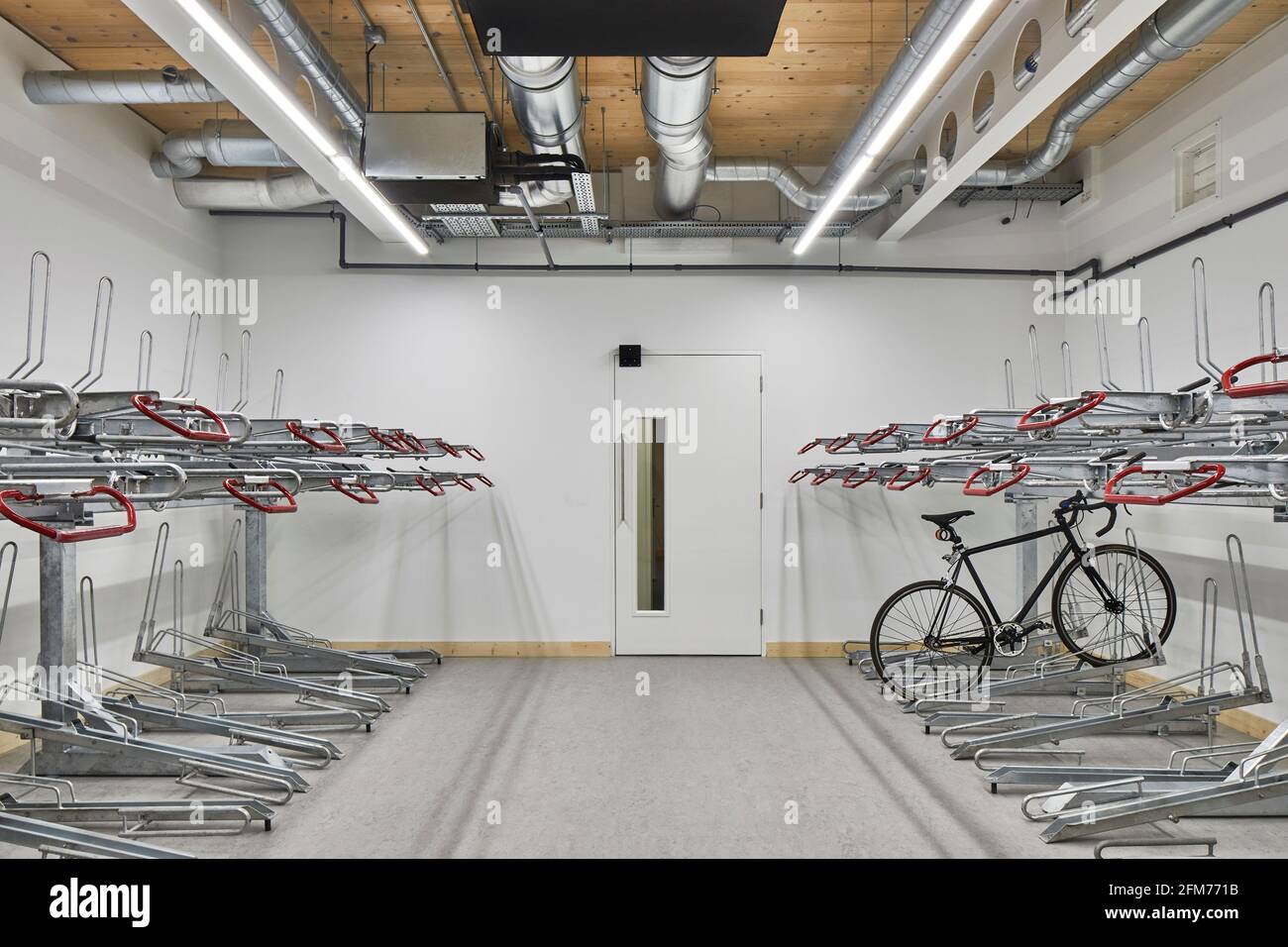 Cycle storage. Storey Orsman Road, London, United Kingdom. Architect: Waugh Thistleton Architects, 2021. Stock Photo