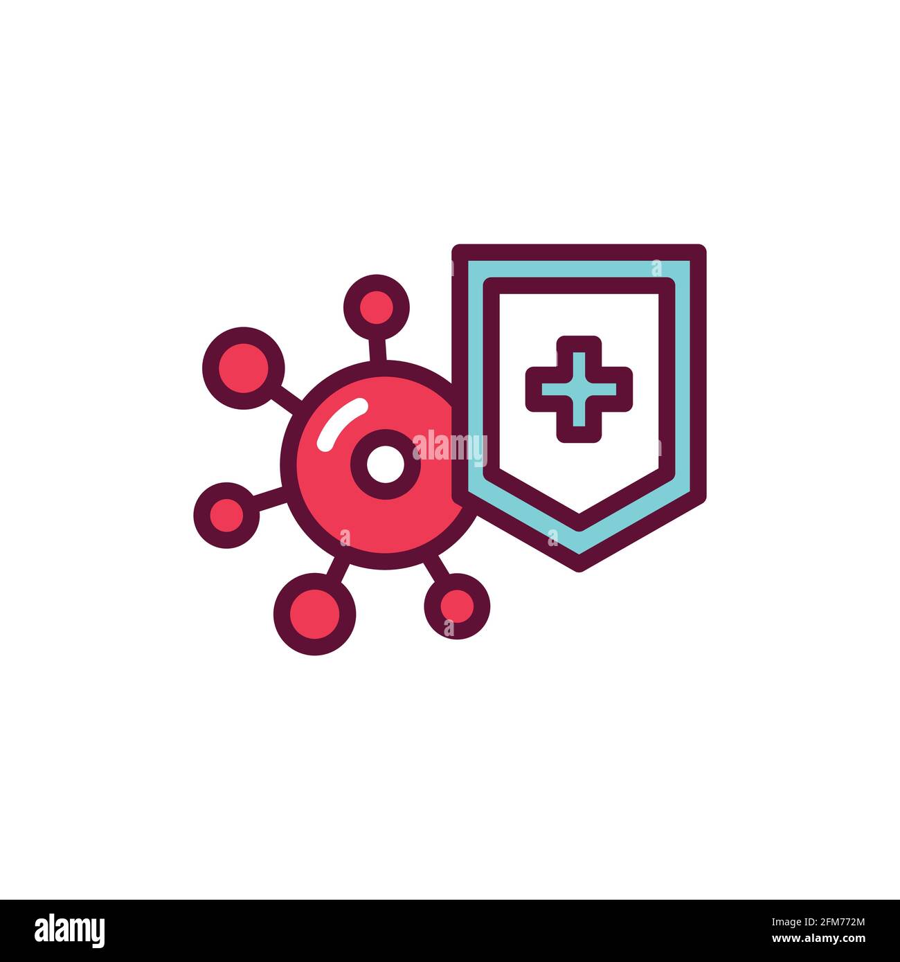 Virus protection color line icon. Isolated vector element. Outline ...