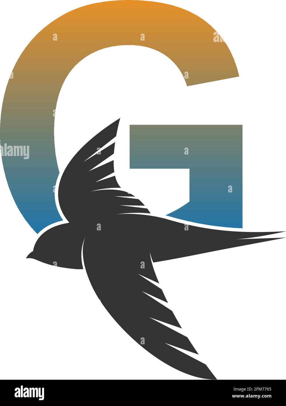 Letter G logo with swift bird icon design vector template Stock Vector