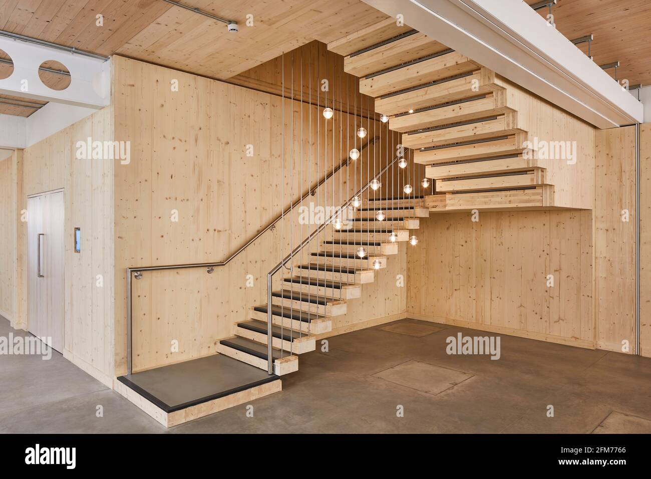 Stairway. Storey Orsman Road, London, United Kingdom. Architect: Waugh Thistleton Architects, 2021. Stock Photo