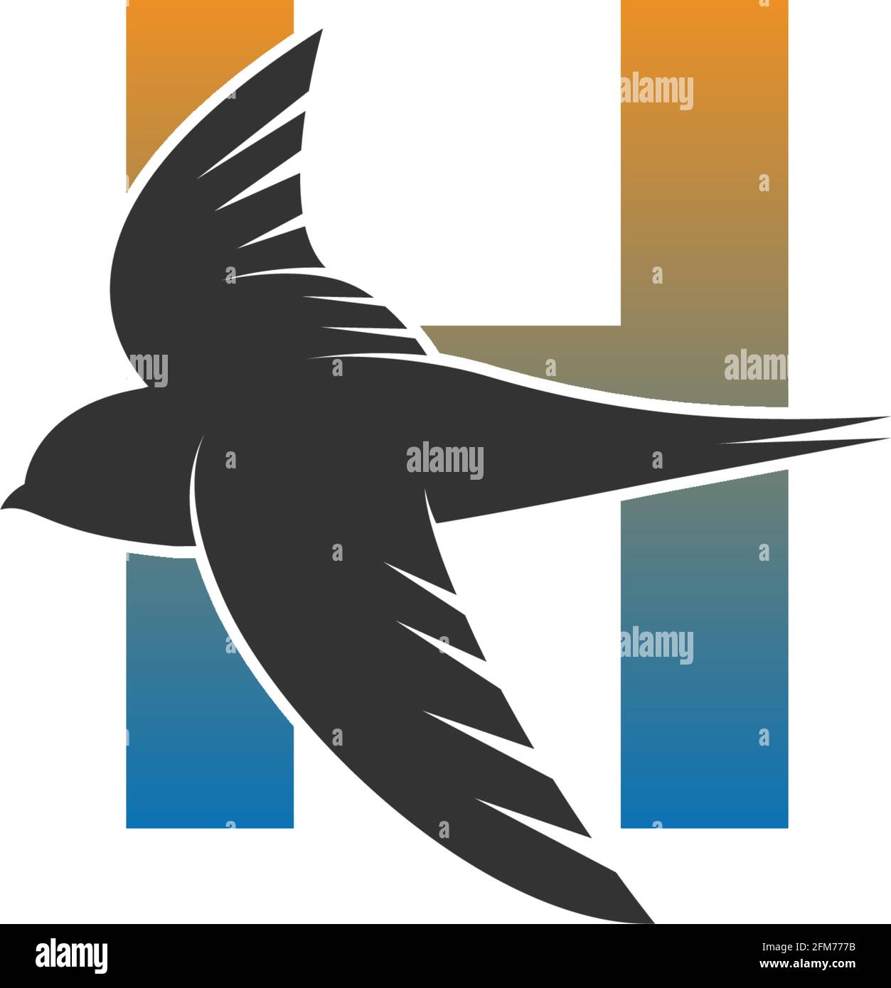 Letter H logo with swift bird icon design vector template Stock Vector ...