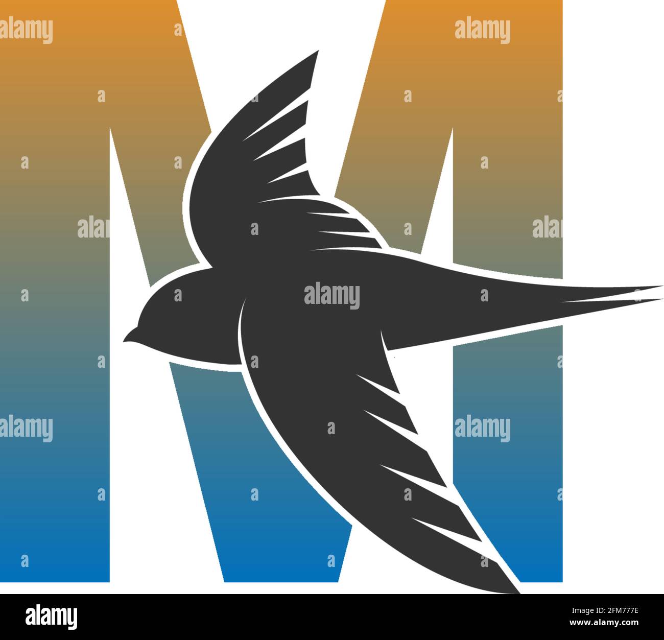 Letter M logo with swift bird icon design vector template Stock Vector
