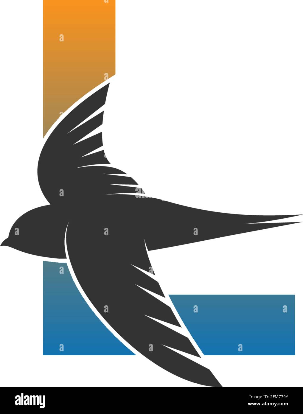 Letter L logo with swift bird icon design vector template Stock Vector