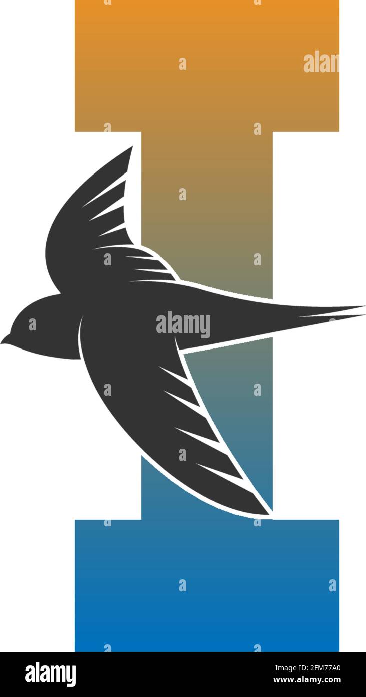 Letter I logo with swift bird icon design vector template Stock Vector ...