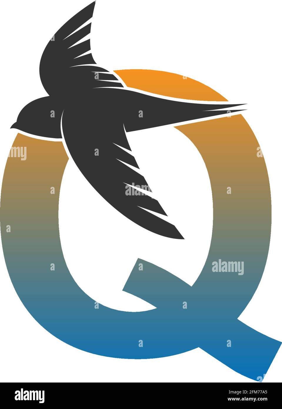 Letter Q logo with swift bird icon design vector template Stock Vector ...