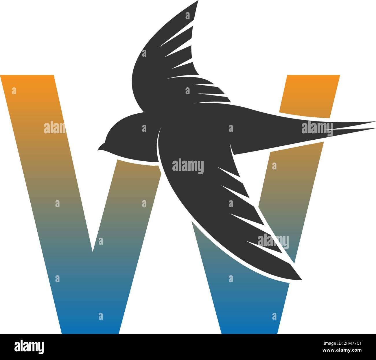 Letter W logo with swift bird icon design vector template Stock Vector