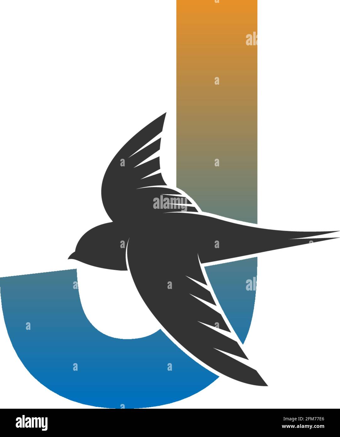 Letter J logo with swift bird icon design vector template Stock Vector ...