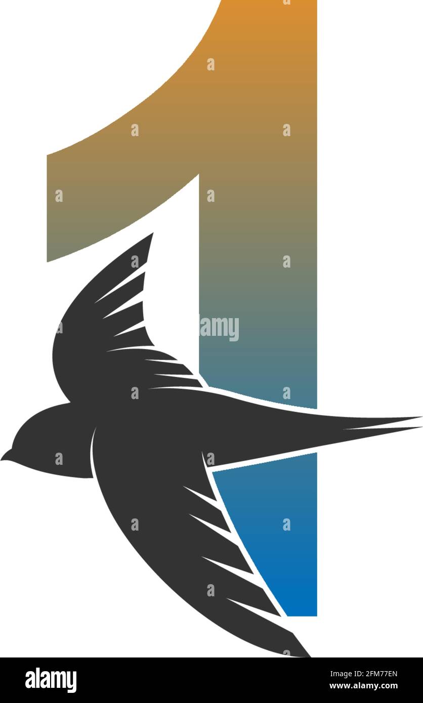 Number 1 logo with swift bird icon design vector template Stock Vector ...