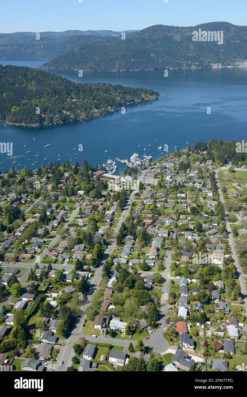 Brentwood Bay aerial photo, Vancouver Island, British Columbia Stock