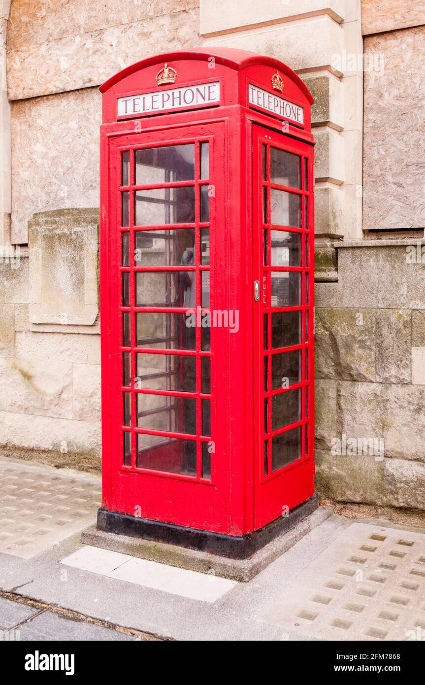 Old style K2 phone boxe outside old General Post Office and Sorting office building in Abingdon street Blackpool Lancashire England UK Stock Photo