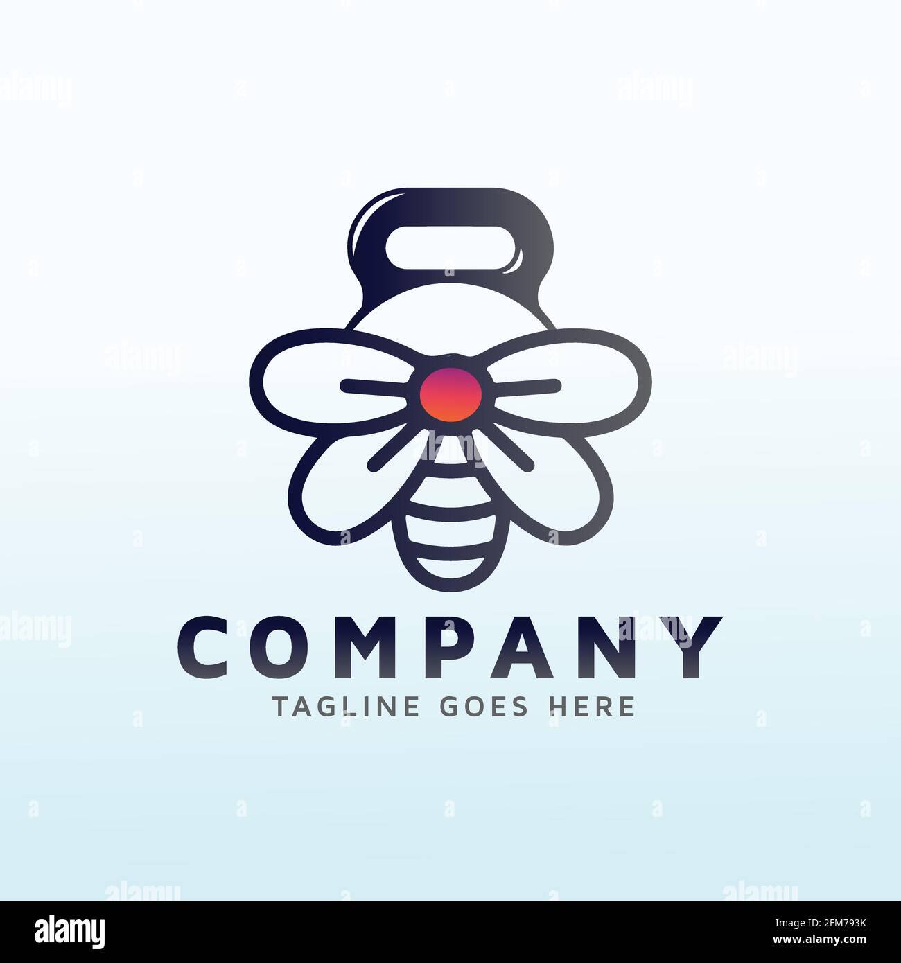 cool bumble bee logo design with fitness icon Stock Vector
