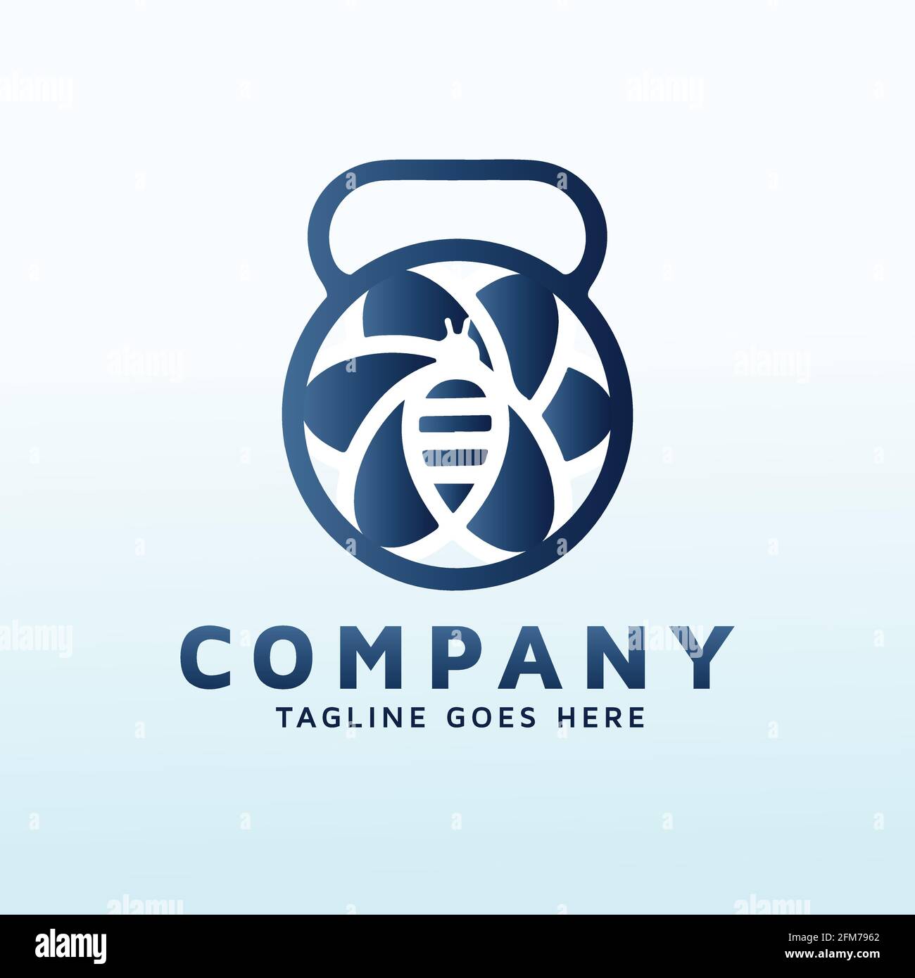 cool bumble bee logo design with fitness icon. Stock Vector