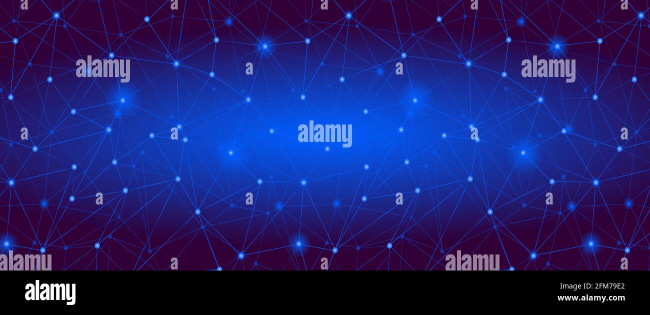 Dark Blue polygonal network grid cover in abstract style. Modern Technology line background, wallpaper. Triangle low poly concept design. Digital data Stock Vector