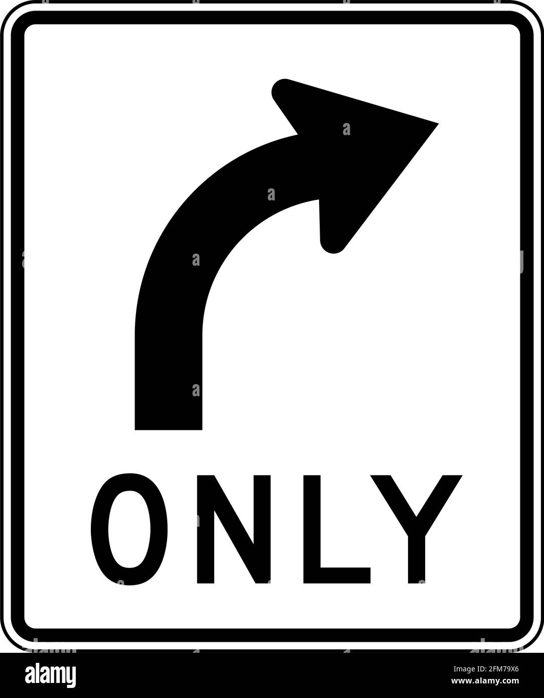 Right Turn Only Official US Road Sign Illustration Stock Photo