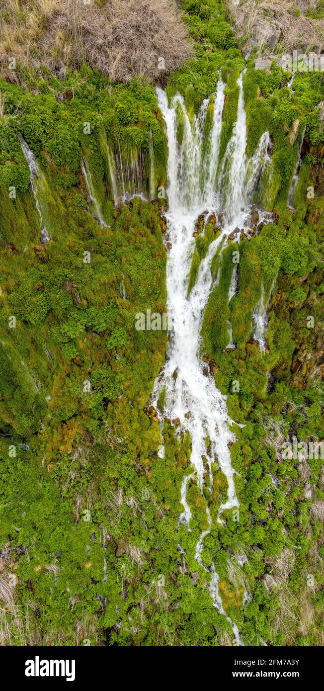 Aerial view of one of the many Thousand Springs in Idaho Stock Photo