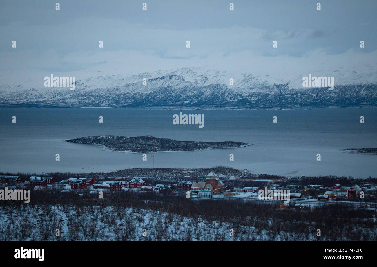 The view of Abisko Southern station, Abisko, Swedish Lapland Stock