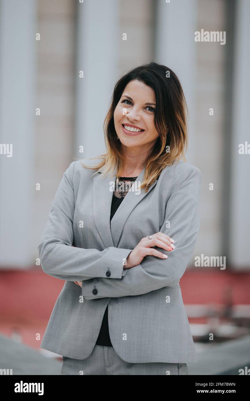 Crossed arms caucasian female hi-res stock photography and images - Alamy