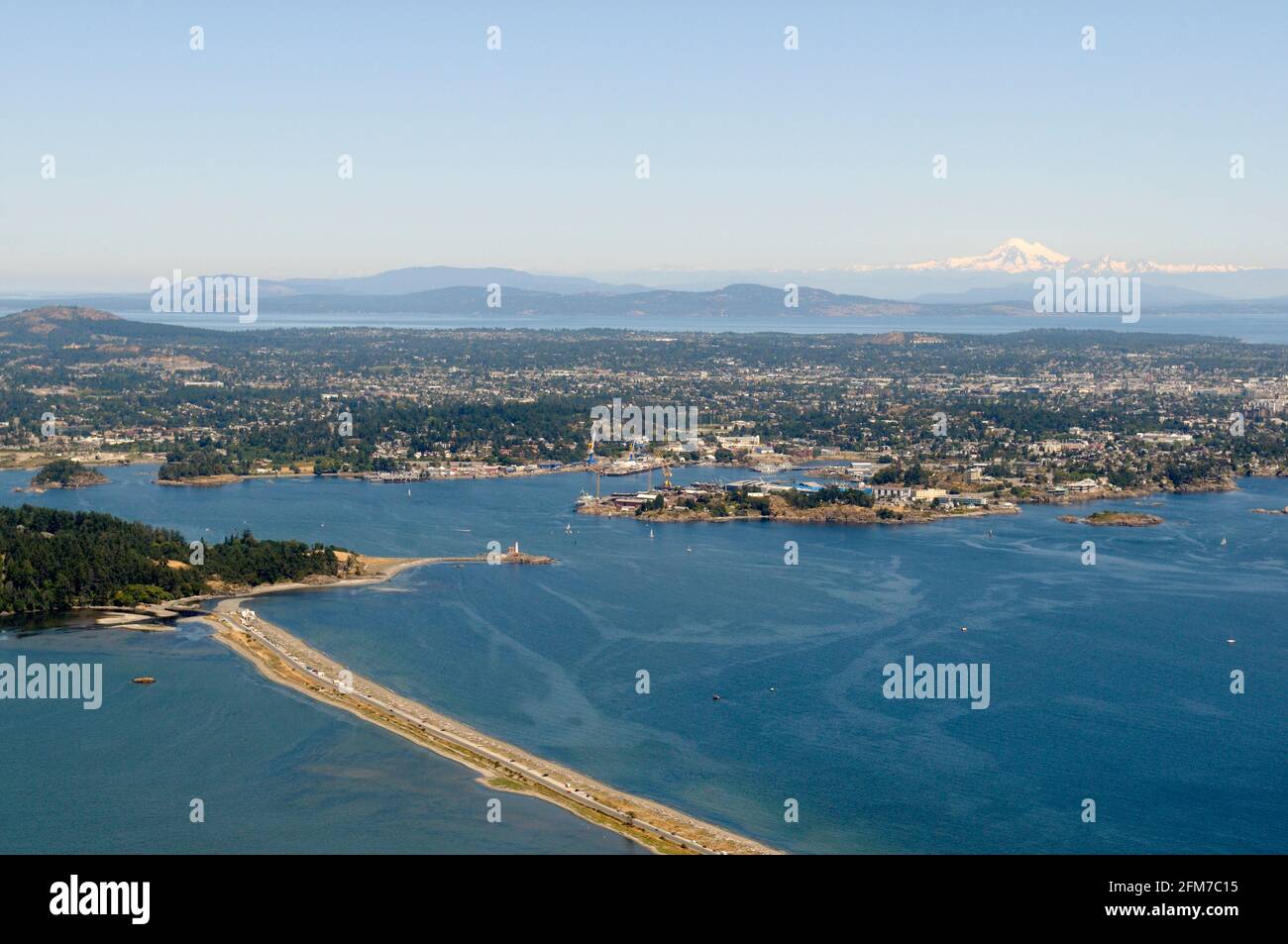 Aerial photo of the Esquimalt Lagoon, Vancouver Island, British Columbia, Canada. Stock Photo