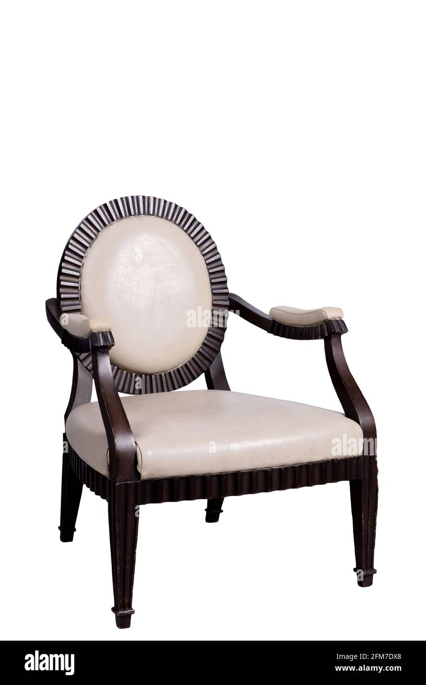 Beautiful expensive wooden chairs. Cream colored sofa. On a white scene.In full with cllpping parh Stock Photo Alamy