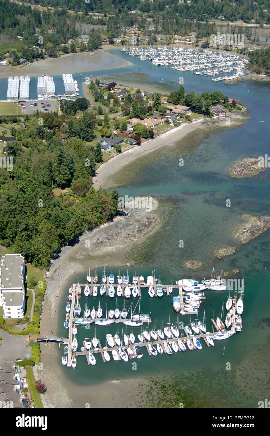 Aerial photo of Sidney marinas, Sidney, British Columbia, Canada Stock