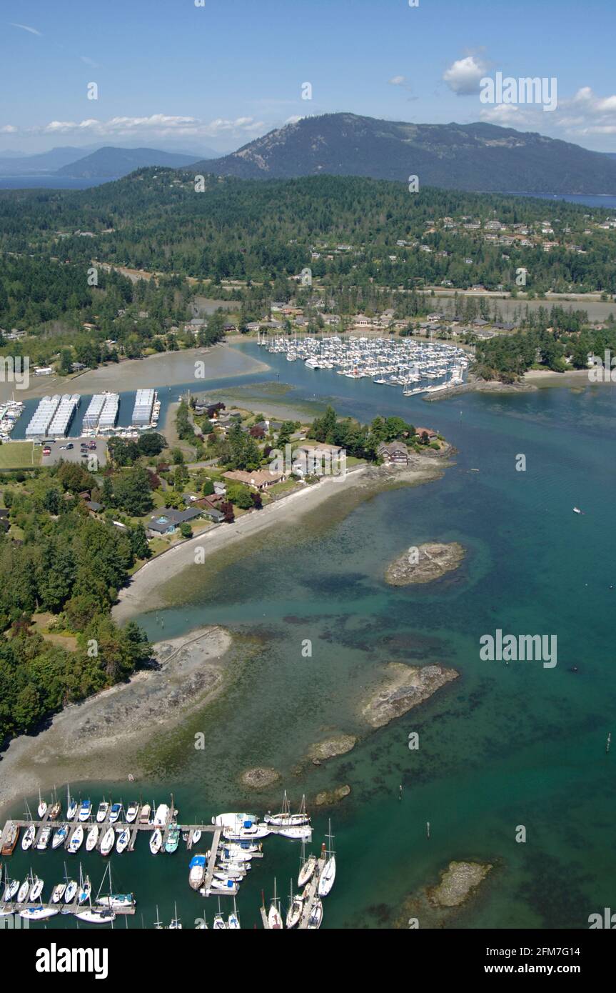 Aerial photo of Sidney marinas, Sidney, British Columbia, Canada Stock
