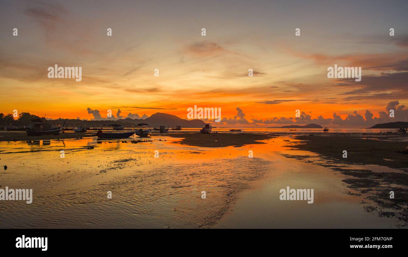 red sunrise over sea footage. Nature image High quality footage. Scene ...