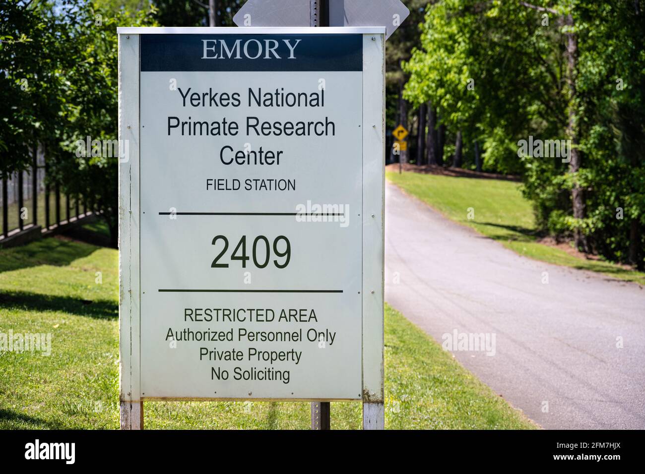 Yerkes National Primate Research Center Field Station, owned by Emory University, in Lawrenceville (Metro Atlanta), Georgia. (USA) Stock Photo