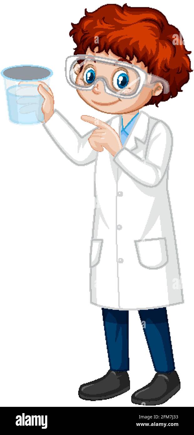 A boy cartoon character wearing laboratory coat illustration Stock Vector  Image & Art - Alamy
