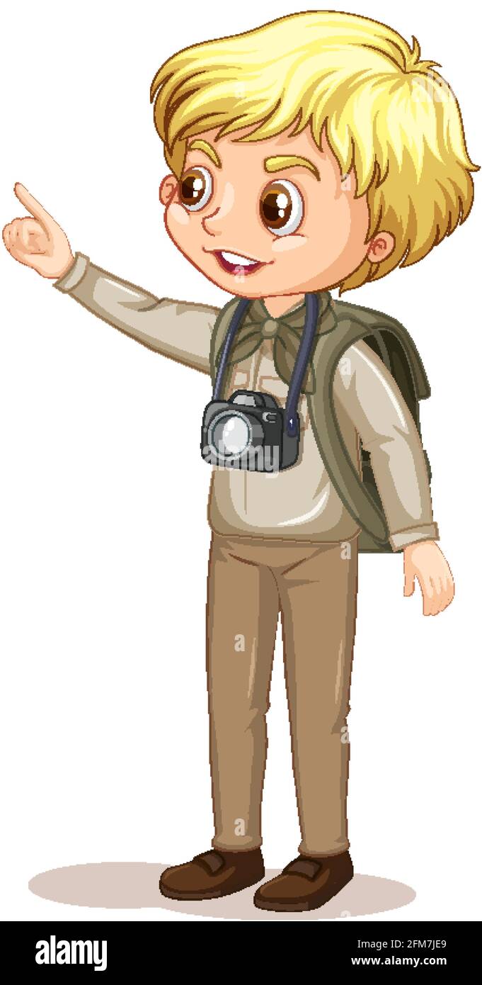 Cartoon character of a boy in camping outfits illustration Stock Vector ...