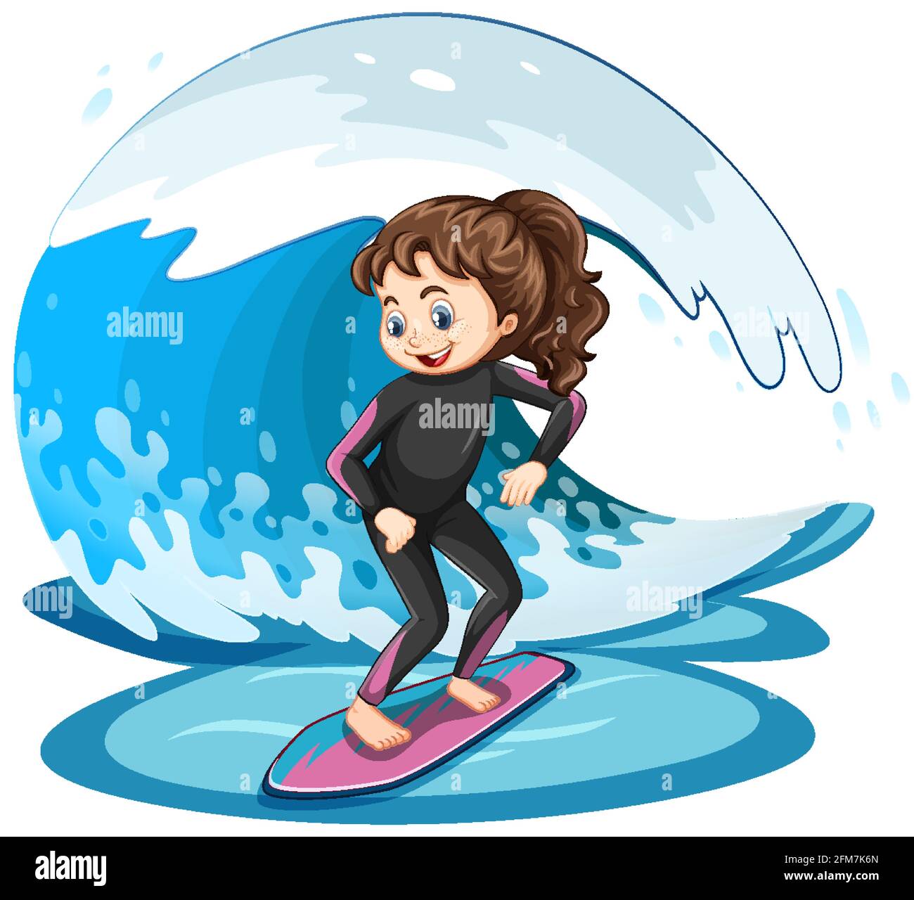 Girl Standing On A Surfboard With Water Wave Illustration Stock Vector Image Art Alamy Girl Standing On A Surfboard With Water Wave Illustration Stock Vector Image Art Alamy