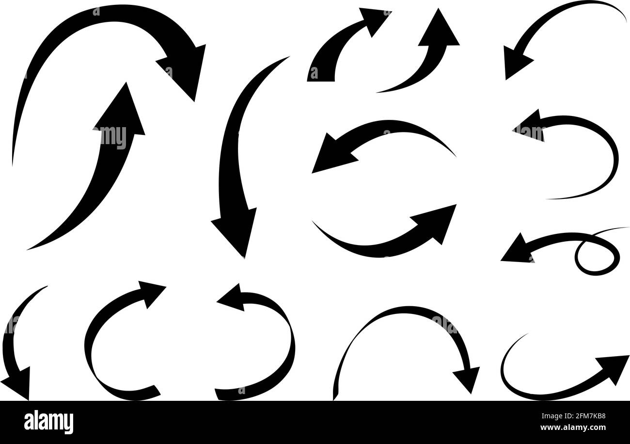 Set of hand drawn arrow doodles on white background illustration Stock ...