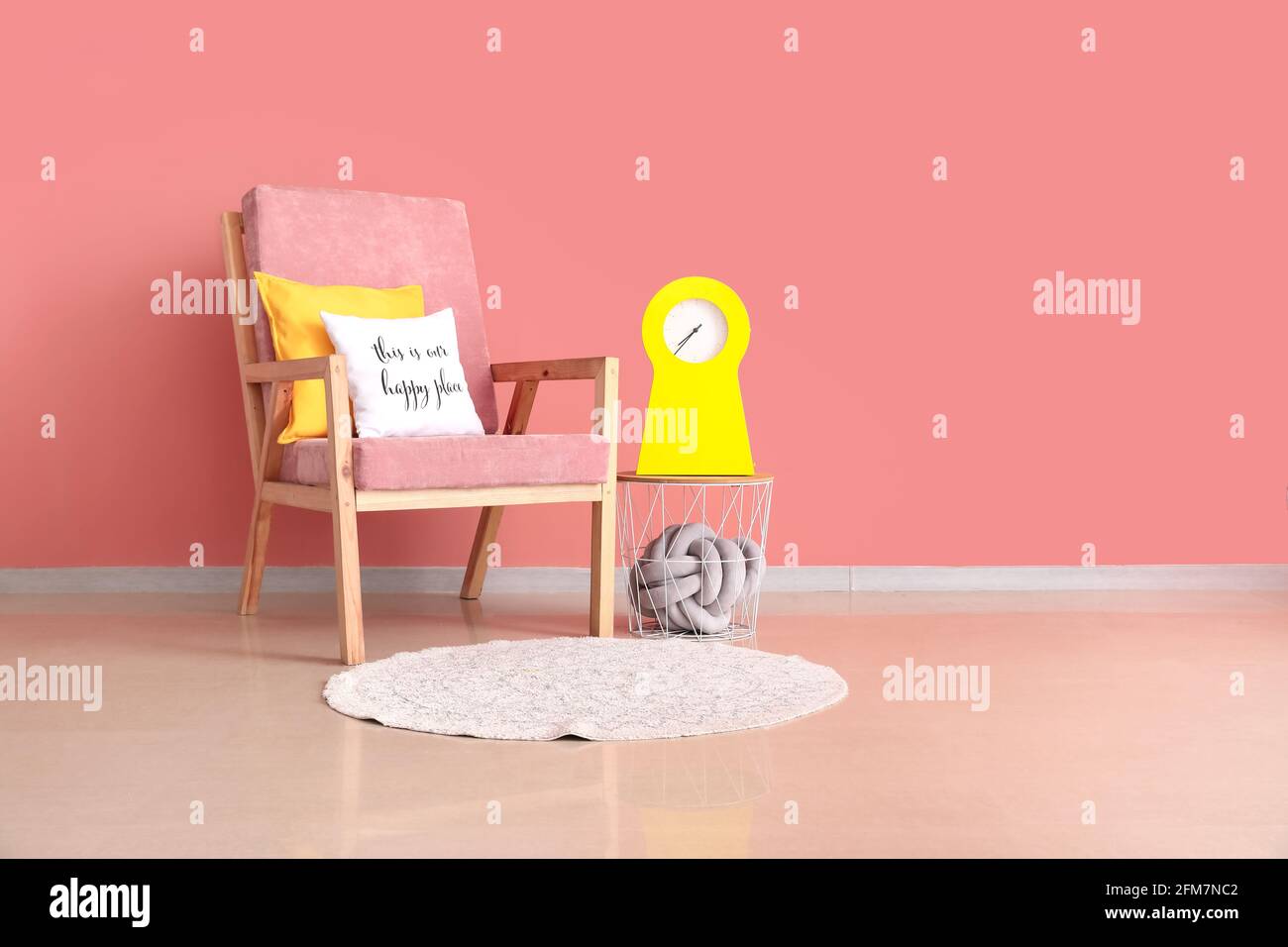 Interior of modern room with armchair Stock Photo - Alamy