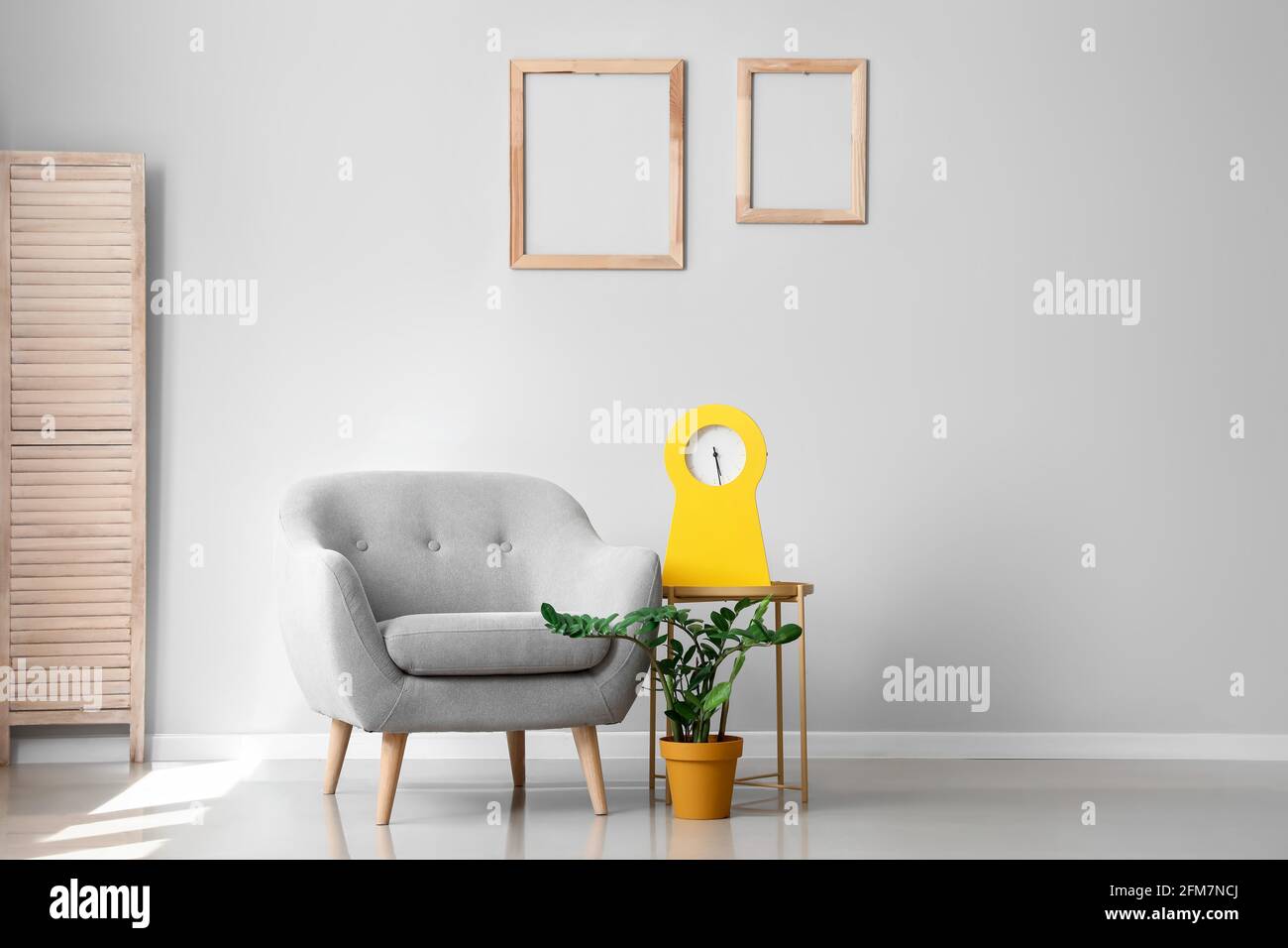 Interior of modern room with armchair Stock Photo - Alamy