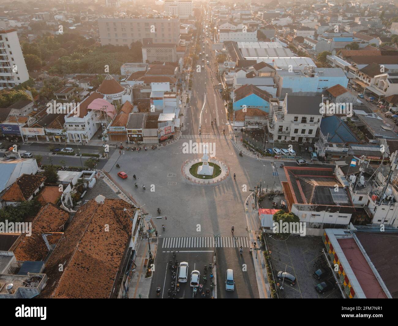 Aerial view of Tugu Jogja or Yogyakarta Monument, Indonesia. Yogyakarta