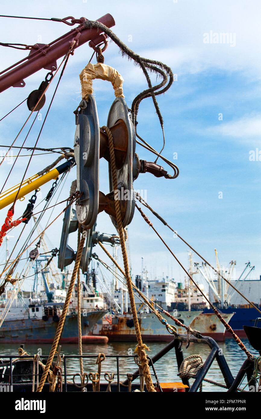 the winch onboard the fishing vessel on Kamchatka Stock Photo Alamy