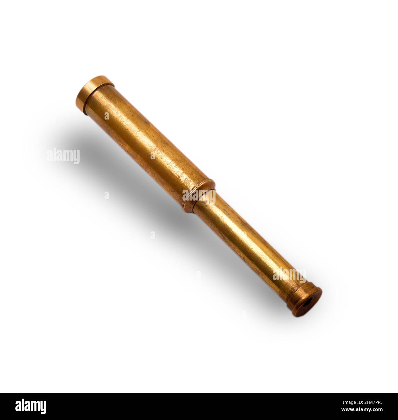 the old Spyglass cut out on white background Stock Photo