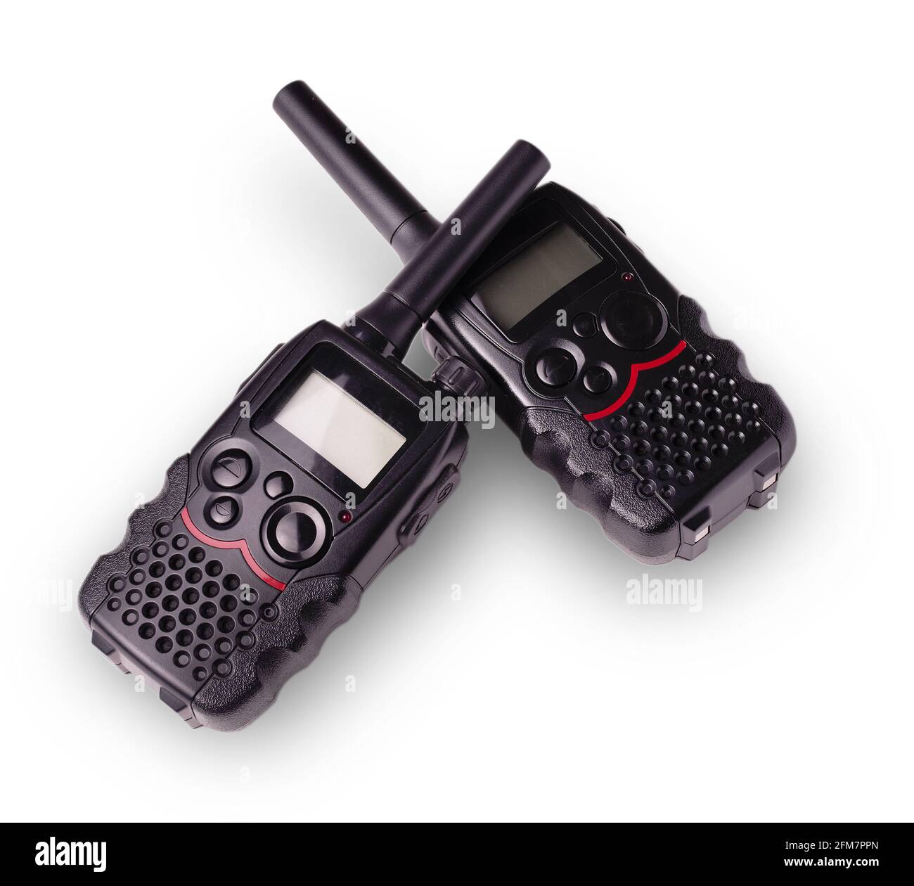 two black walkie-talkie antennas and indicators carved on a white  background Stock Photo - Alamy