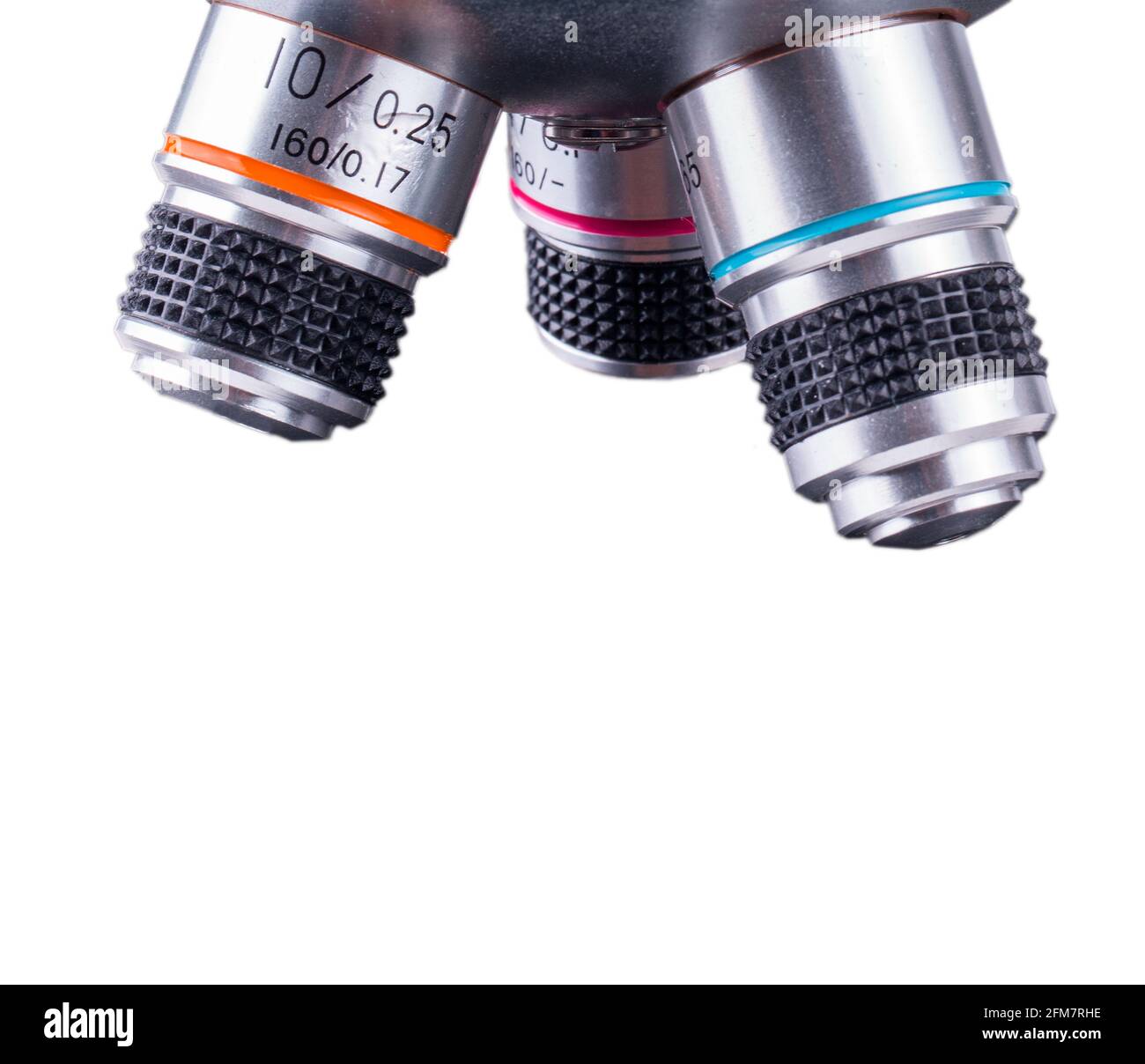 Objective Lens of Microscope Isolated on White Stock Photo - Alamy