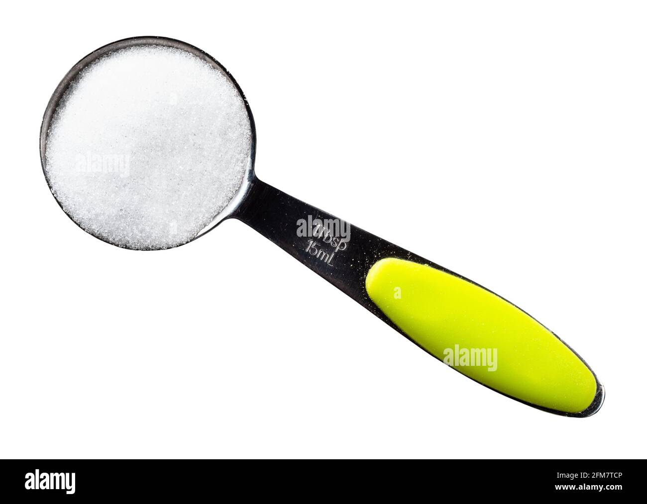top view of crystalline erythritol sugar substitute in steel measuring