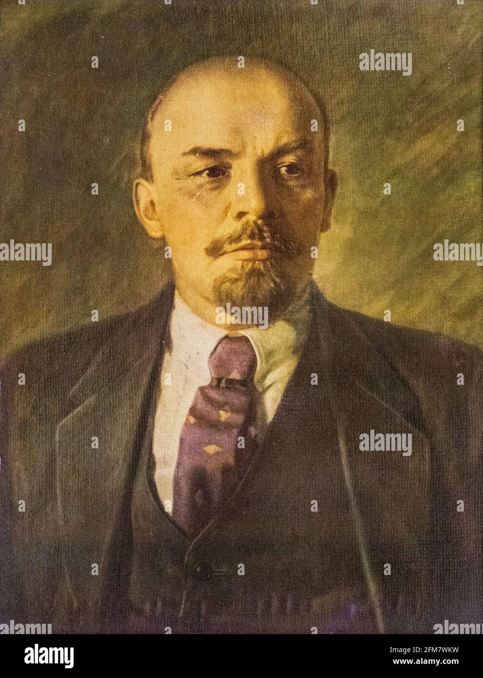 Lenin old oil painting, Russian revolutionary, politician, and political theorist, Chairman of the Council of People's Commissars of the Soviet Union Stock Photo
