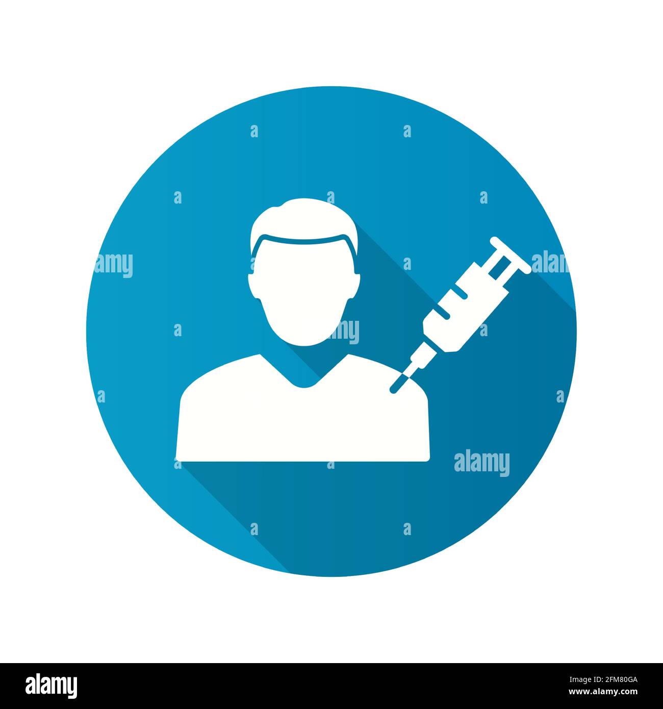 Man and syringe icon. Simple illustration with long shadow isolated for graphic and web design. Stock Vector