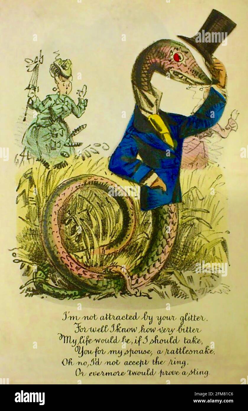 Humorous anthropomorphic artwork - Vinegar Valentine Snake Proposal  Declined Stock Photo - Alamy