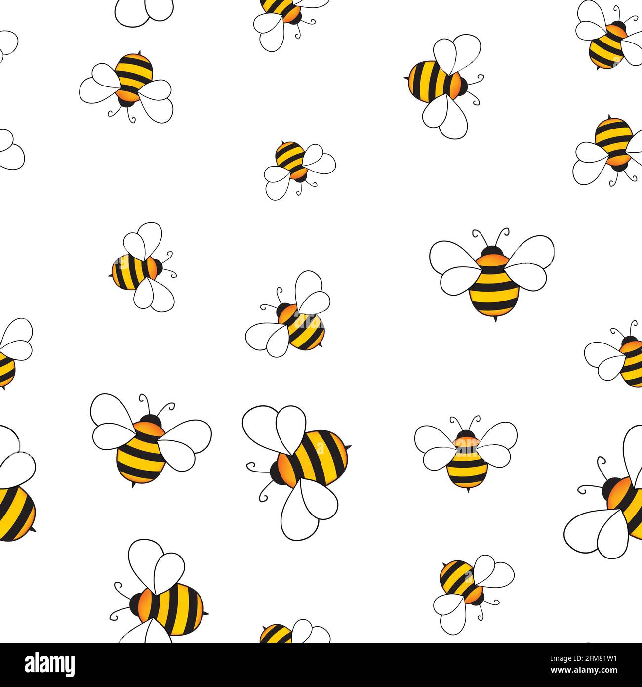 Seamless pattern with bees on white background. Small wasp. Vector  illustration. Adorable cartoon character. Template design for invitation,  cards Stock Vector Image & Art - Alamy