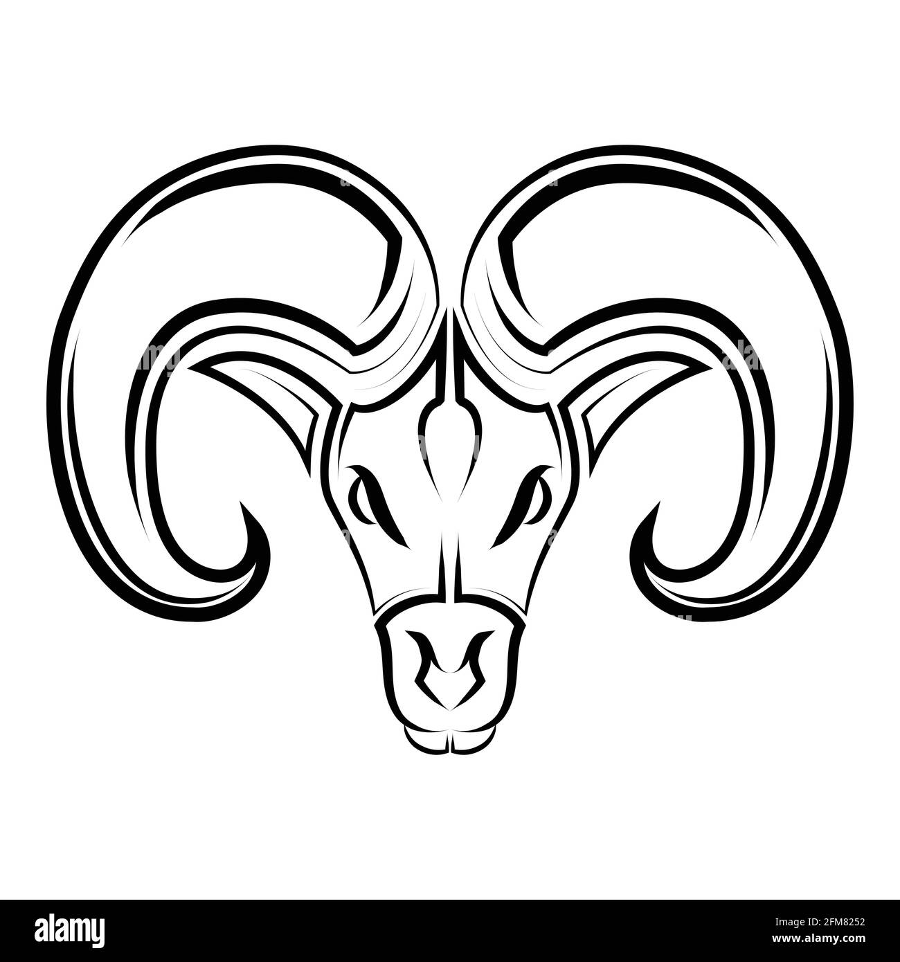 Black and white line art of Barbary sheep head. Good use for symbol ...