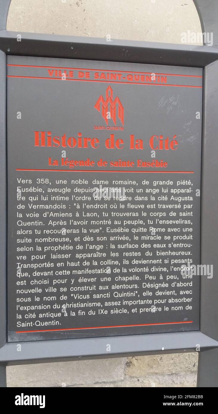 Ville de SaintQuentin,histoire de la Cité,la légende de saint Eusébie