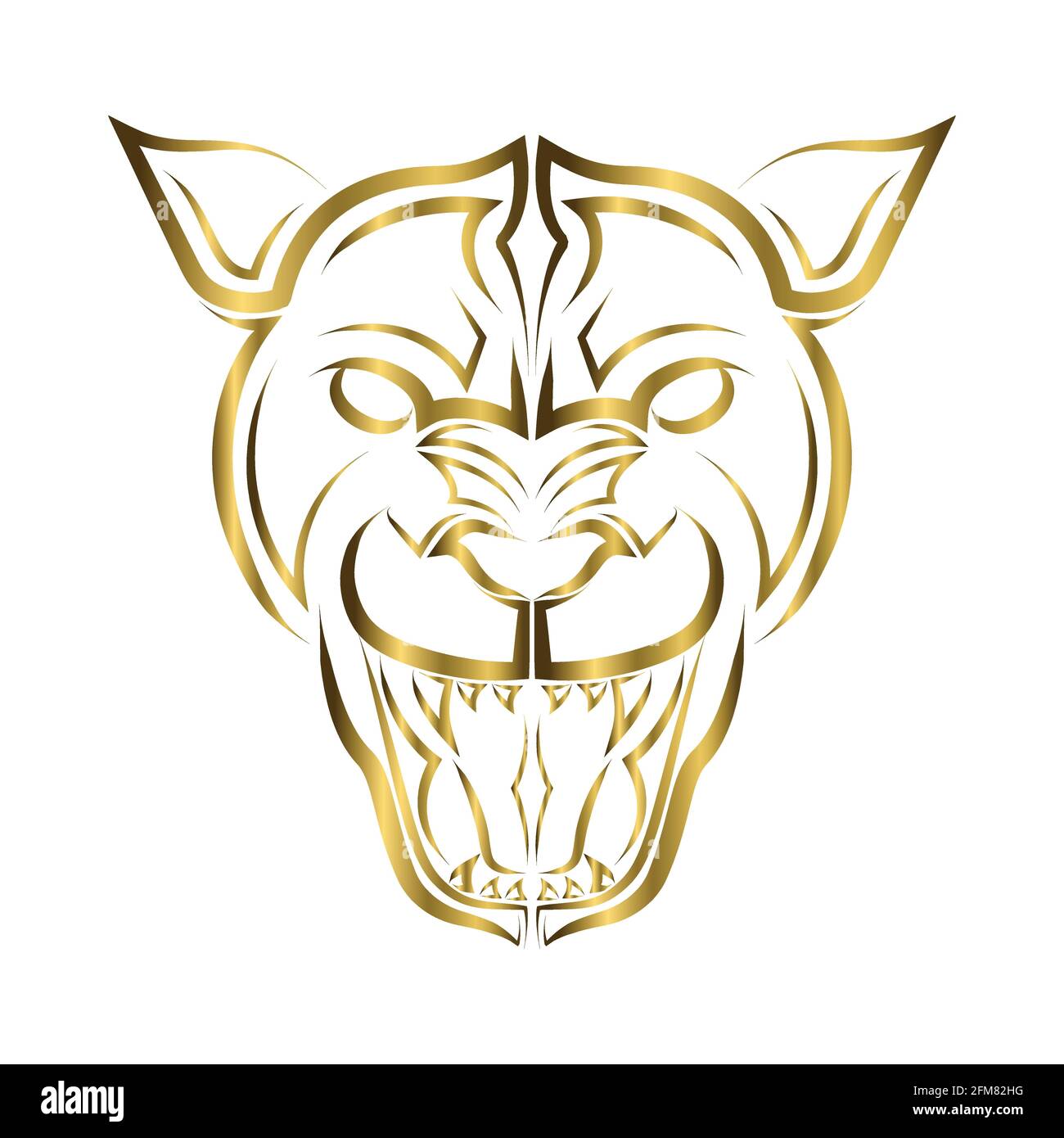 gold line art of cougar head. Good use for symbol, mascot, icon, avatar,  tattoo, T Shirt design, logo or any design you want Stock Vector Image &  Art - Alamy
