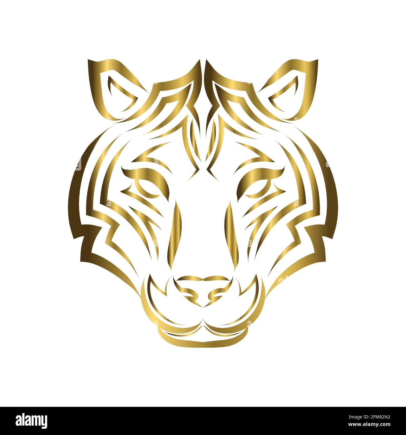 Tiger line art vector silhouette Stock Photo - Alamy