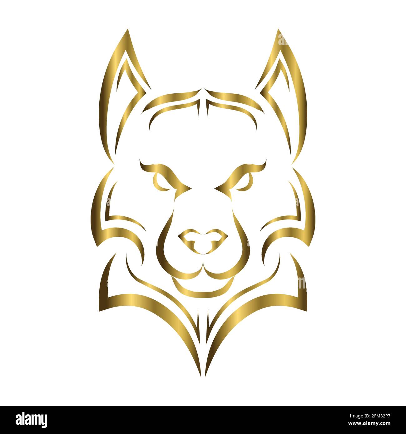 Gold Line Art Of Wolf Head Good Use For Symbol Mascot Icon Avatar Tattoo T Shirt Design Logo Or Any Design You Want Stock Vector Image Art Alamy