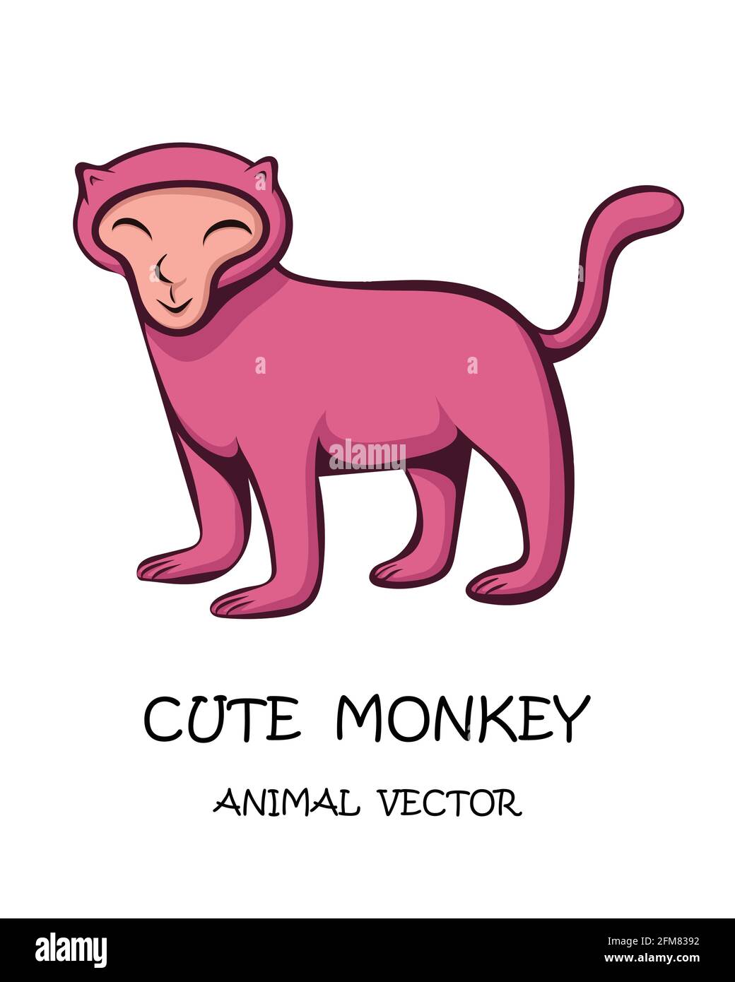 Vector illustration cartoon on a white background of a cute monkey ...